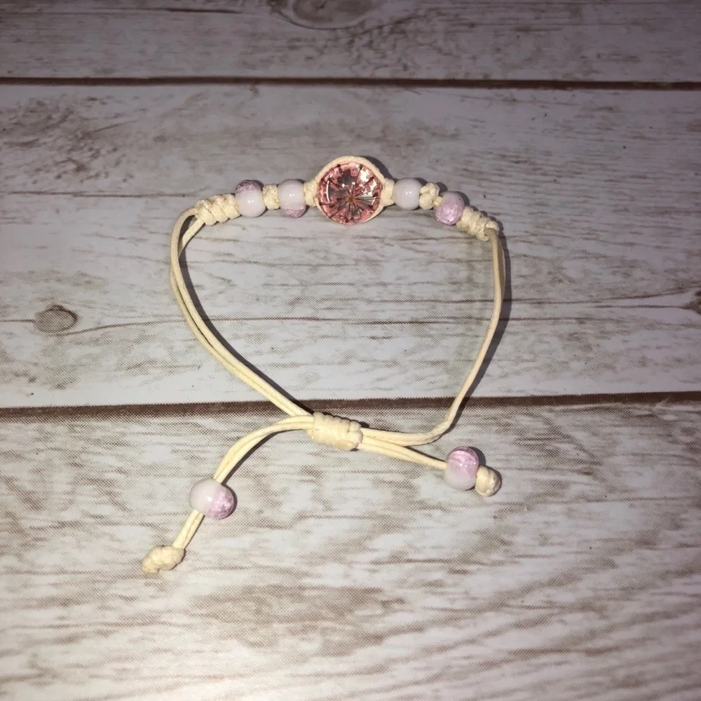 Encapsulated Dried Flower Charm Handmade Adjustable Bracelet